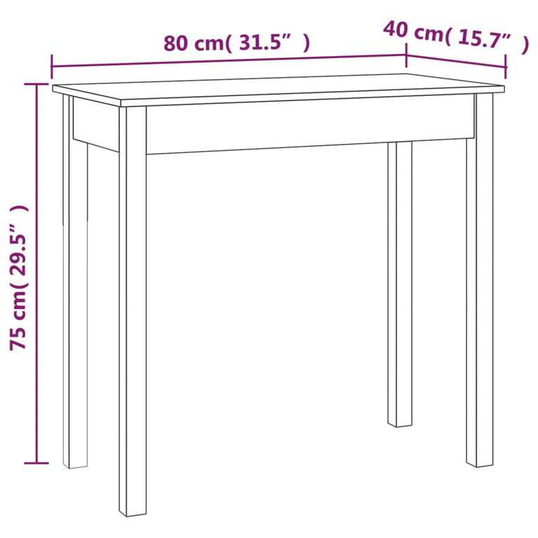 Wandtafel 80x40x75 cm massief grenenhout