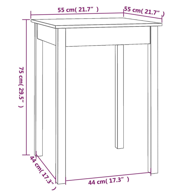 Eettafel 55x55x75 cm massief grenenhout