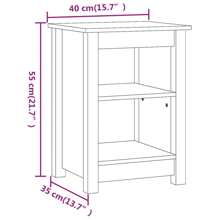 Nachtkastjes 2 st 40x35x55 cm massief grenenhout