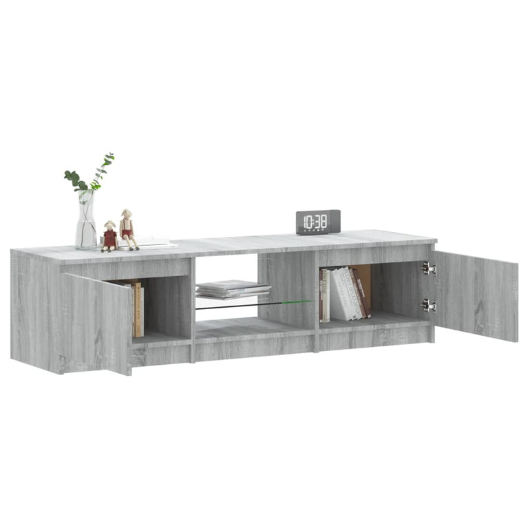 Tv-meubel met LED-verlichting 140x40x35,5 cm grijs sonoma eiken