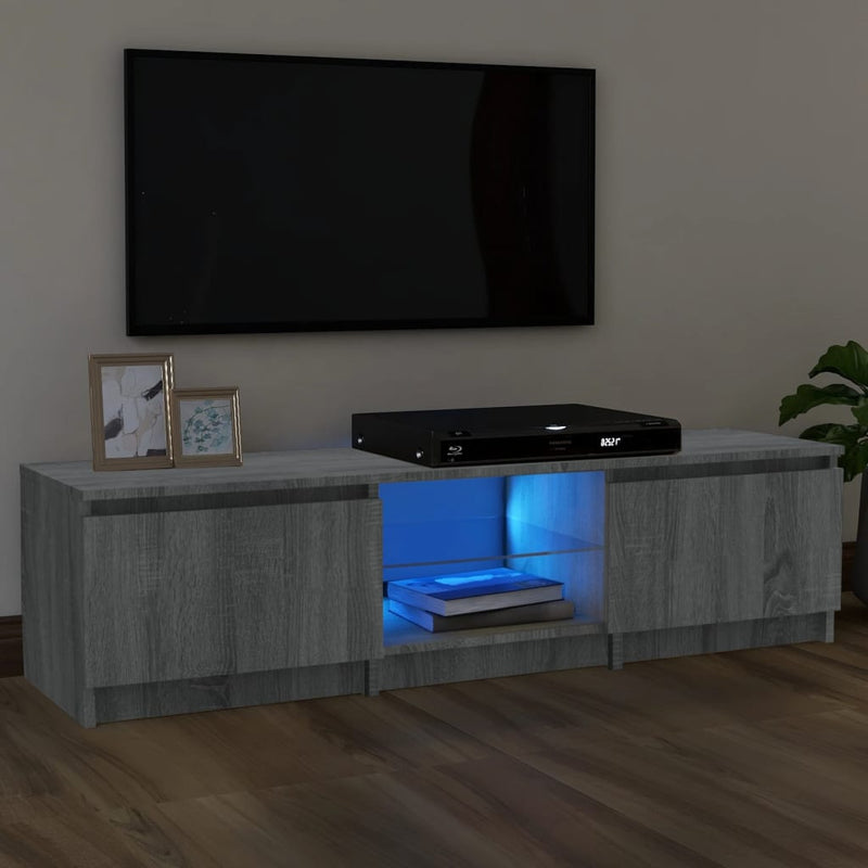 Tv-meubel met LED-verlichting 140x40x35,5 cm grijs sonoma eiken
