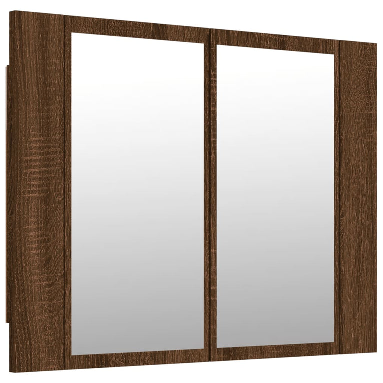 Spiegelkast LED 60x12x45 cm bewerkt hout bruin eikenkleur