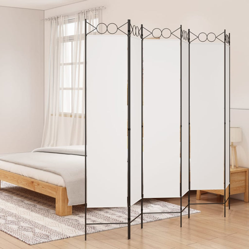 Kamerscherm met 6 panelen 240x200 cm stof wit