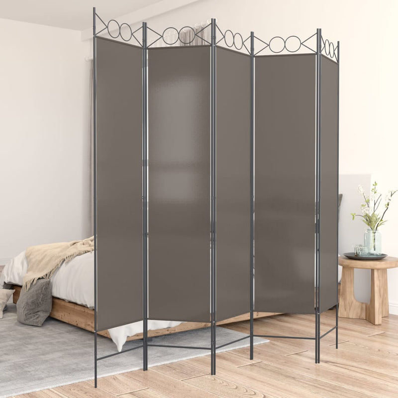 Kamerscherm met 5 panelen 300x200 cm stof antracietkleurig