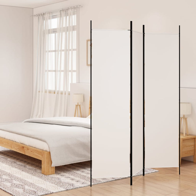 Kamerscherm met 3 panelen 150x200 cm stof wit