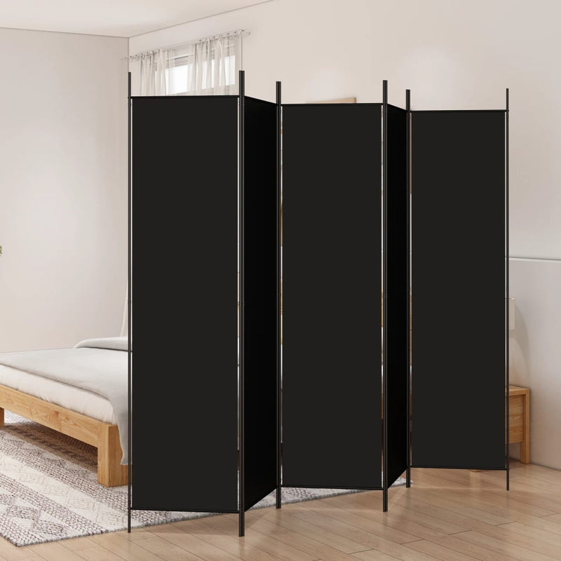 Kamerscherm met 5 panelen 250x200 cm stof zwart