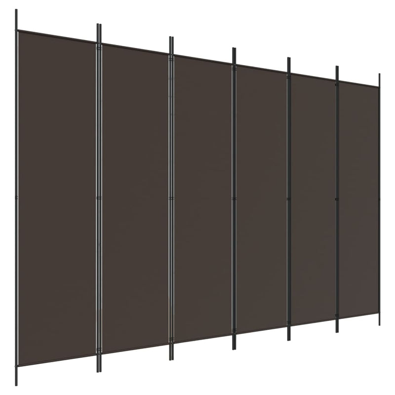 Kamerscherm met 6 panelen 300x200 cm stof bruin