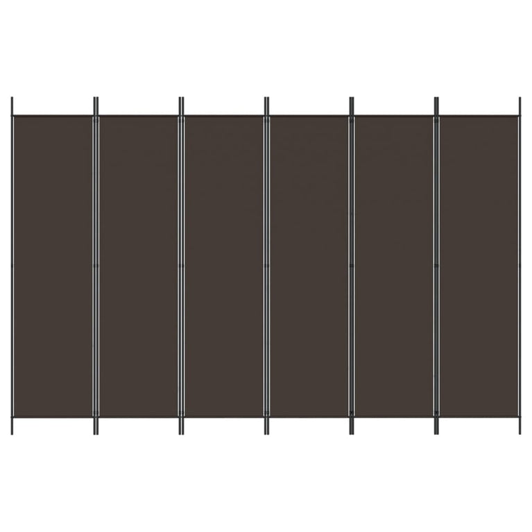 Kamerscherm met 6 panelen 300x200 cm stof bruin