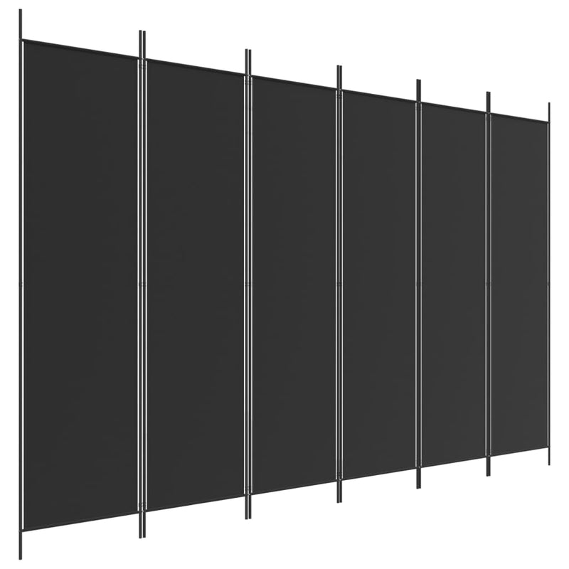 Kamerscherm met 6 panelen 300x200 cm stof zwart