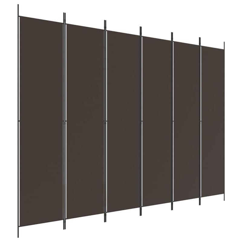 Kamerscherm met 6 panelen 300x220 cm stof bruin