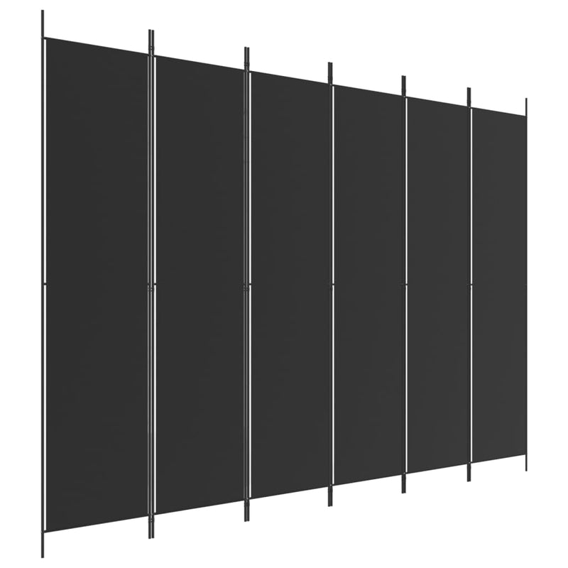 Kamerscherm met 6 panelen 300x220 cm stof zwart