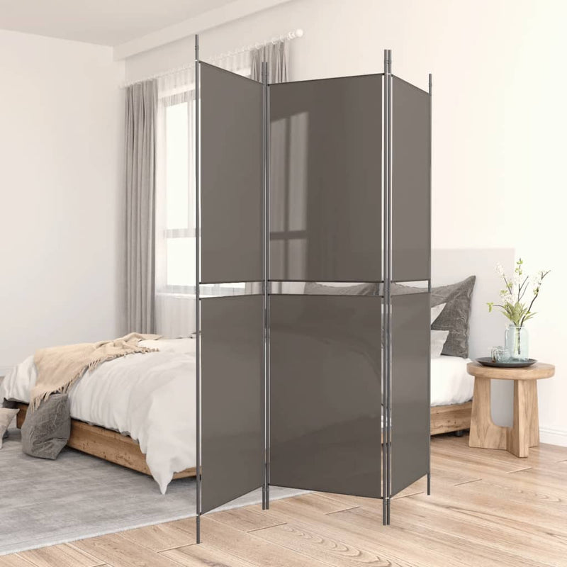 Kamerscherm met 3 panelen 150x220 cm stof antracietkleurig