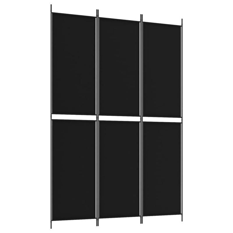 Kamerscherm met 3 panelen 150x220 cm stof zwart