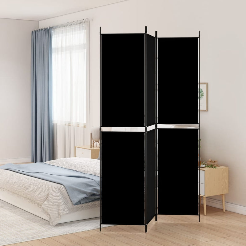 Kamerscherm met 3 panelen 150x220 cm stof zwart