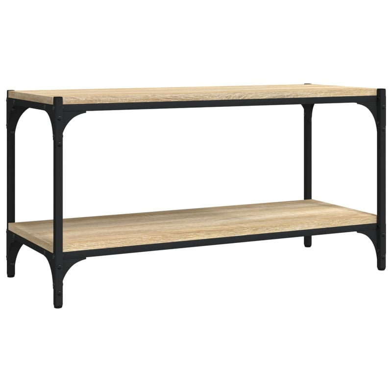 Tv-meubel 80x33x41 cm bewerkt hout en staal sonoma eikenkleurig