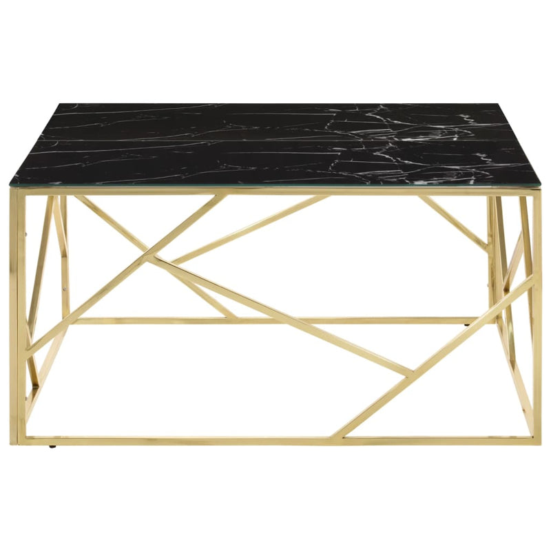 Salontafel roestvrijstaal en gehard glas goudkleurig