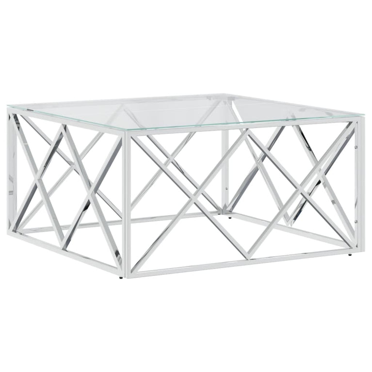 Salontafel 80x80x40 cm roestvrij staal en glas