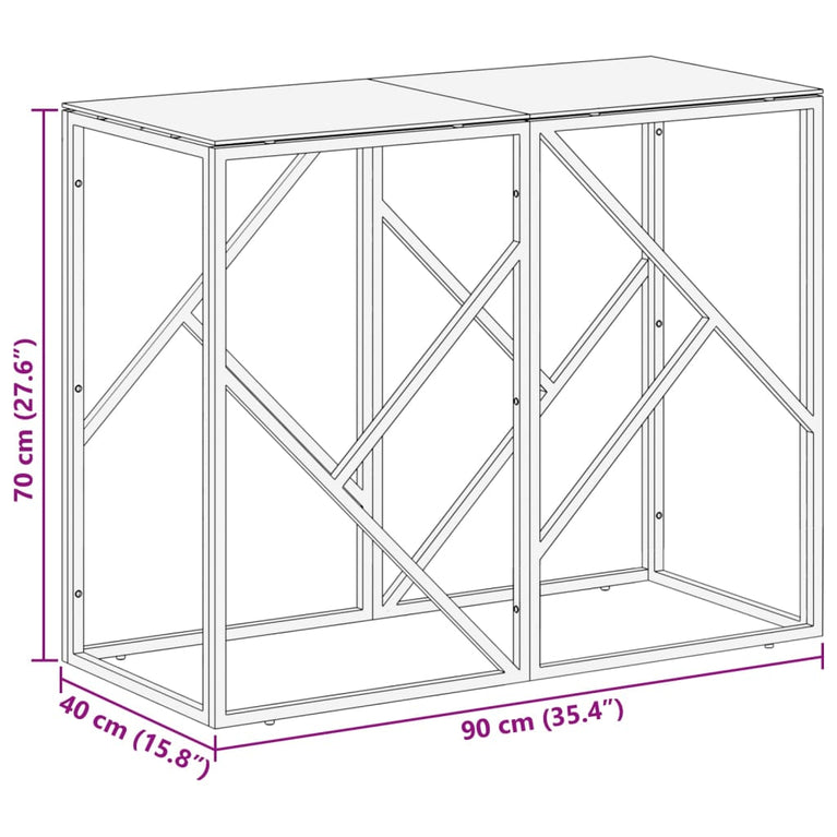 Wandtafel roestvrijstaal en gehard glas goudkleurig