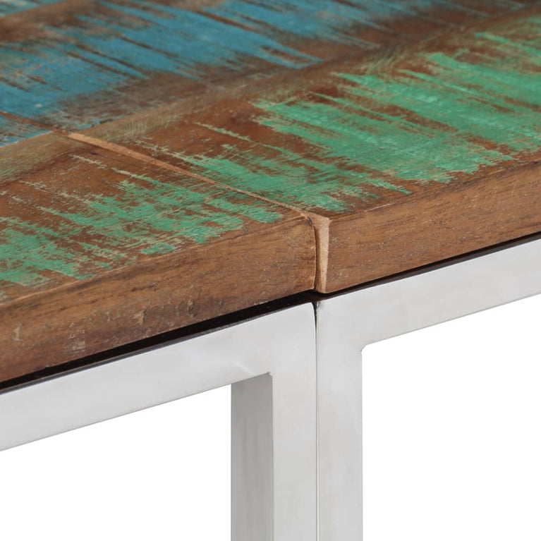 Wandtafel roestvrij staal en massief gerecycled hout zilver