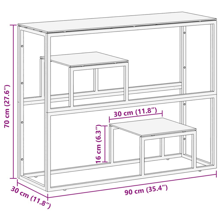 Wandtafel roestvrijstaal en gehard glas goudkleurig