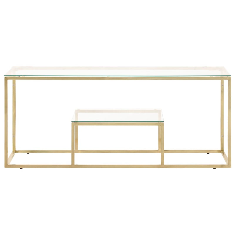 Salontafel roestvrijstaal en gehard glas goudkleurig