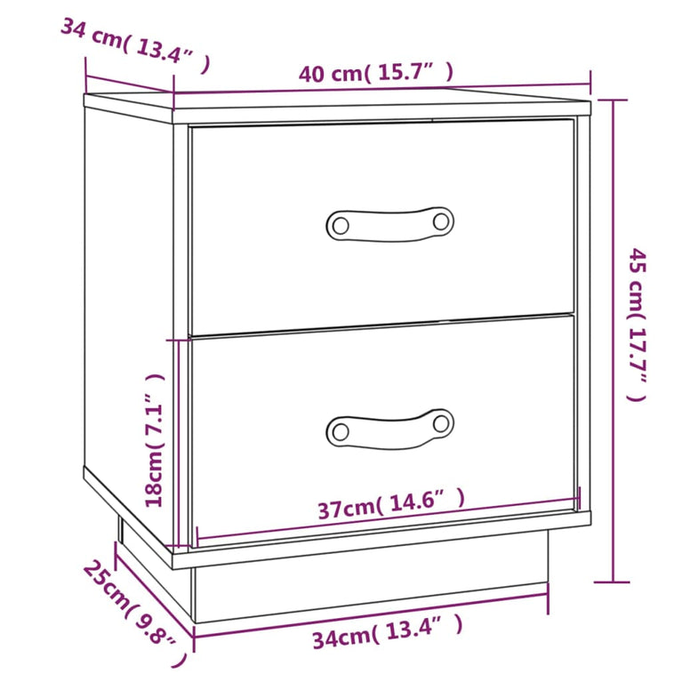 vidaXL  Nachtkastjes 2 st 40x34x45 cm massief grenenhout