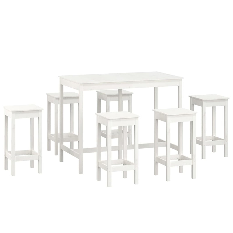 7-delige Barset massief grenenhout wit