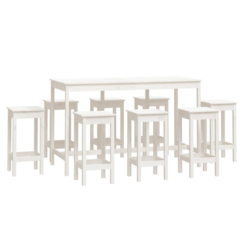 9-delige Barset massief grenenhout wit