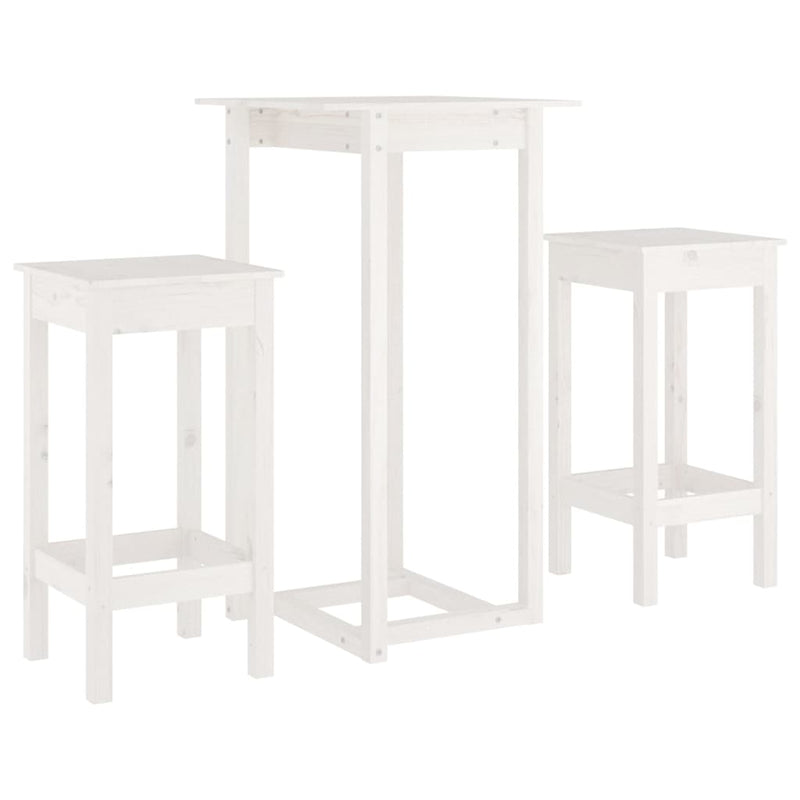 3-delige Barset massief grenenhout wit