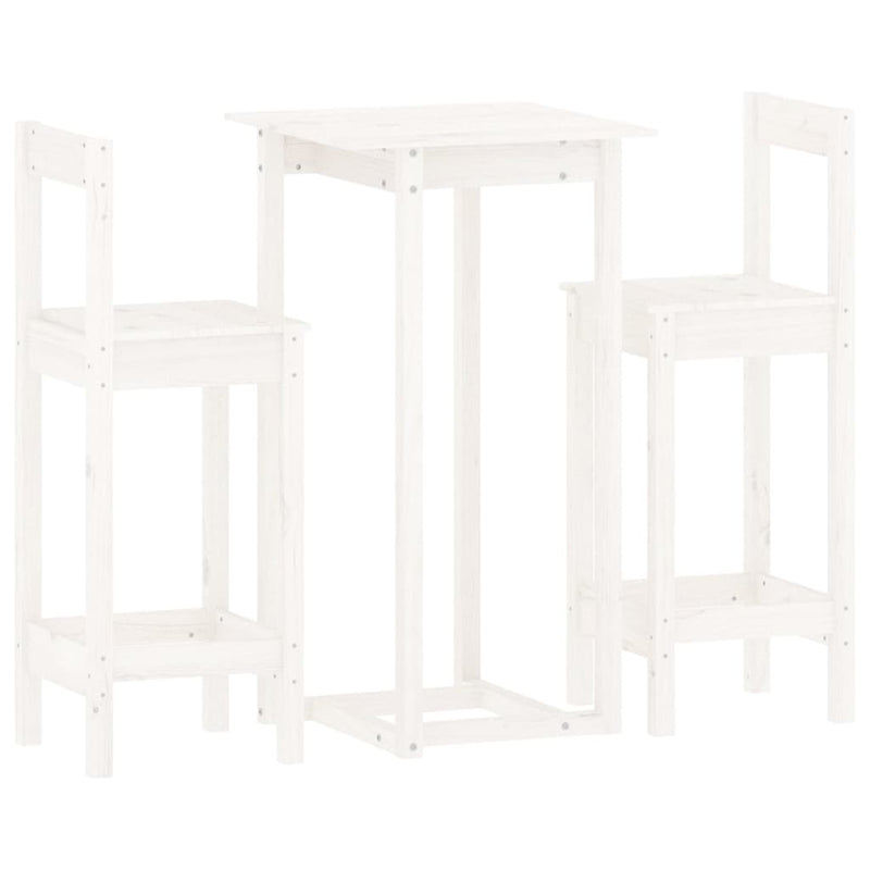 3-delige Barset massief grenenhout wit