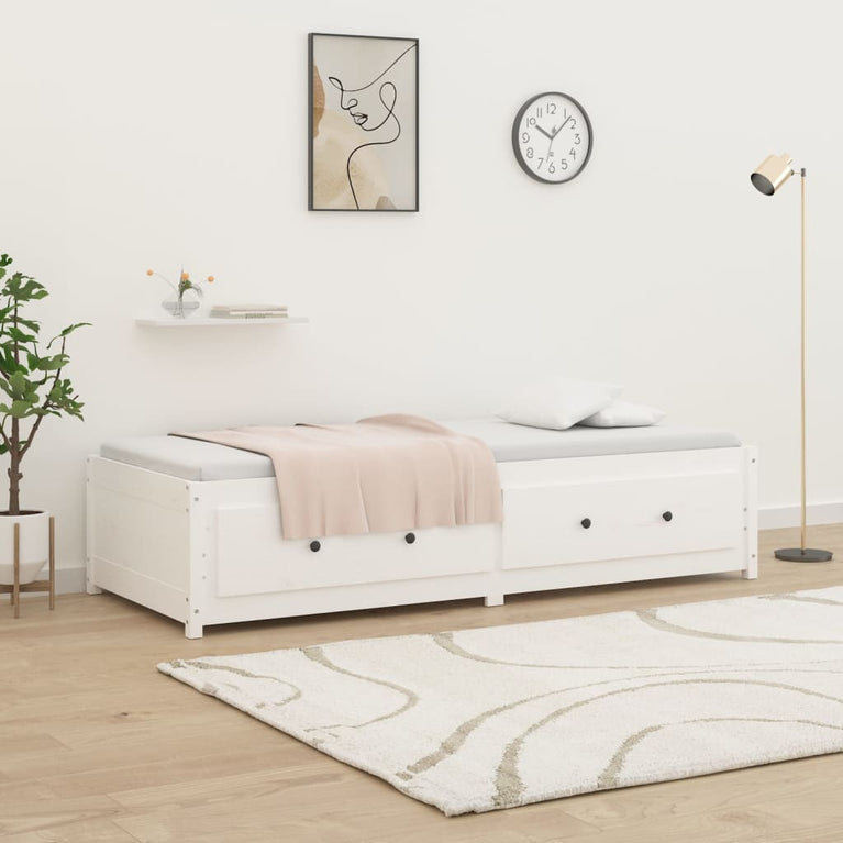 Slaapbank 75x190 cm massief grenenhout wit