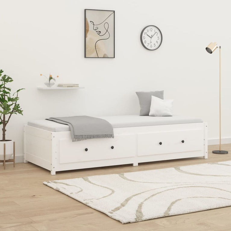Slaapbank 75x190 cm massief grenenhout wit
