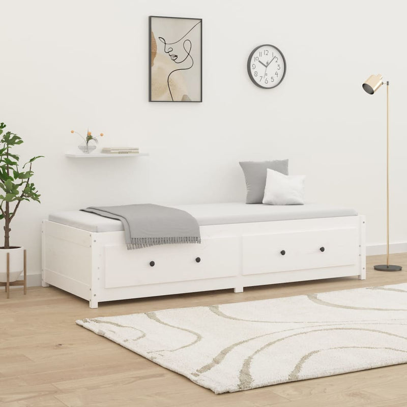 Slaapbank 75x190 cm massief grenenhout wit