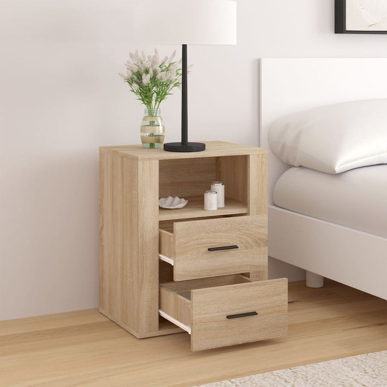 Nachtkastje 50x36x60 cm bewerkt hout sonoma eikenkleurig