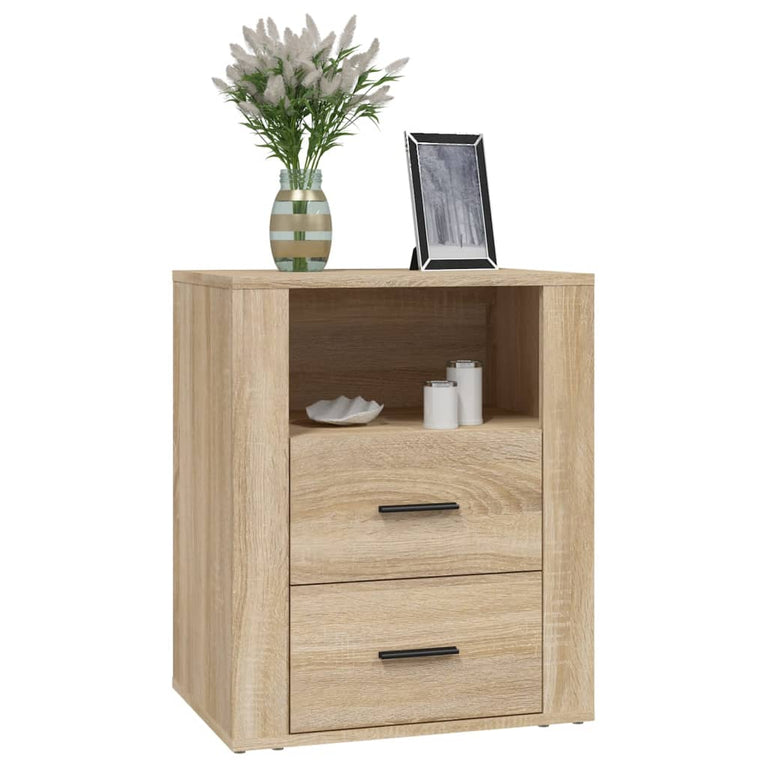 Nachtkastje 50x36x60 cm bewerkt hout sonoma eikenkleurig