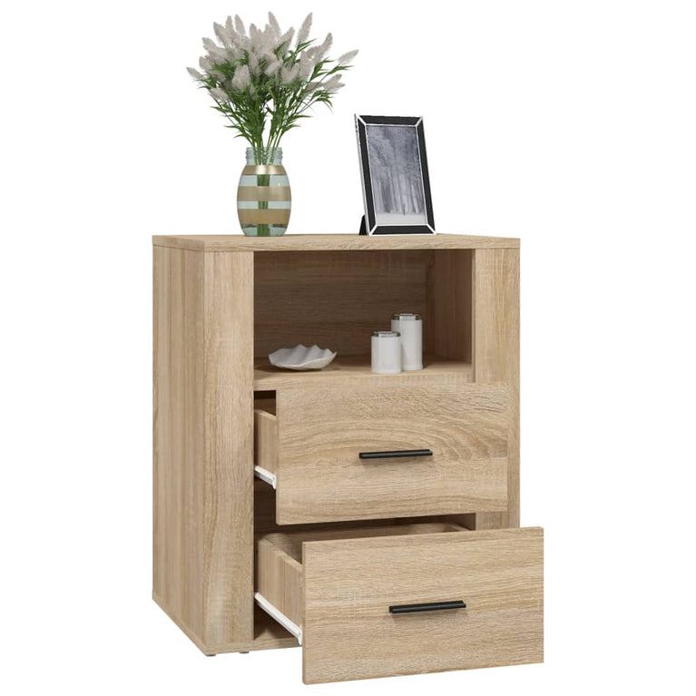 Nachtkastje 50x36x60 cm bewerkt hout sonoma eikenkleurig