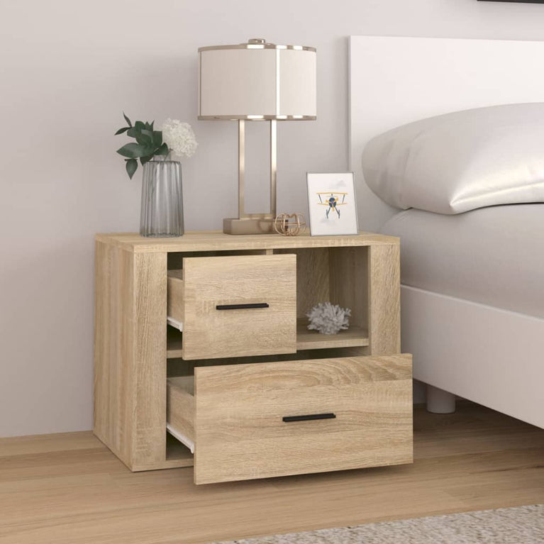 Nachtkastje 60x36x45 cm bewerkt hout sonoma eikenkleurig