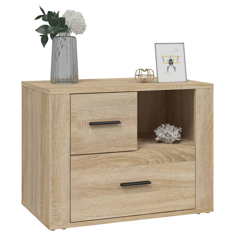 Nachtkastje 60x36x45 cm bewerkt hout sonoma eikenkleurig