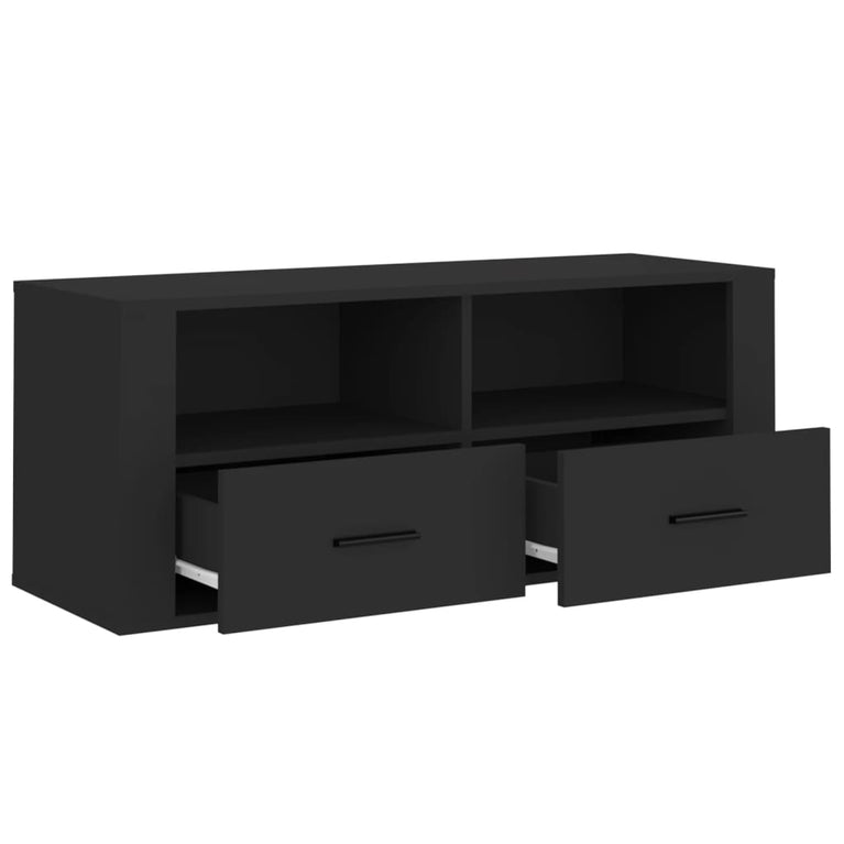Tv-meubel 100x35x40 cm bewerkt hout zwart