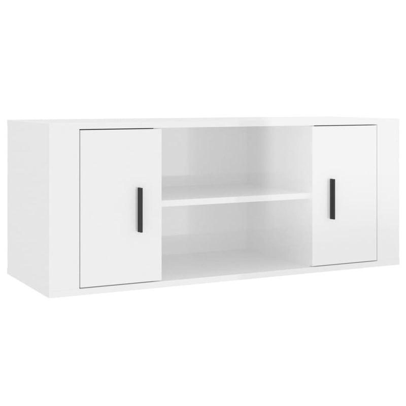 Tv-meubel 100x35x40 cm bewerkt hout hoogglans wit