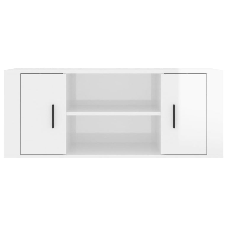 Tv-meubel 100x35x40 cm bewerkt hout hoogglans wit