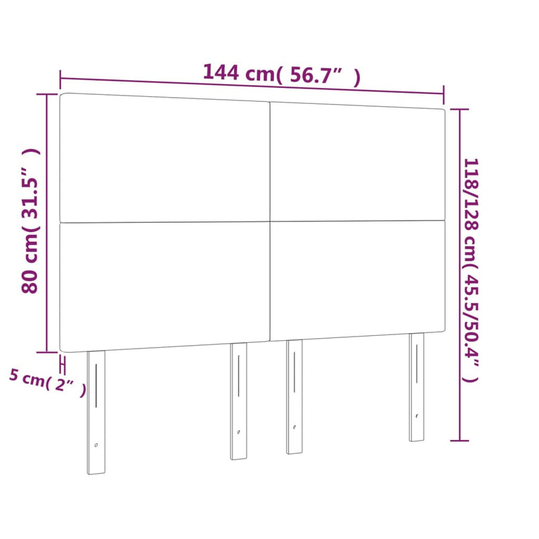 Hoofdborden 4 st 72x5x78/88 cm kunstleer bruin