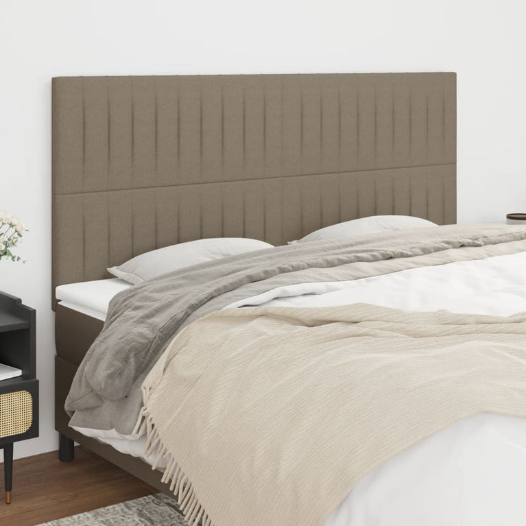 Hoofdborden 4 st 100x5x78/88 cm stof taupe
