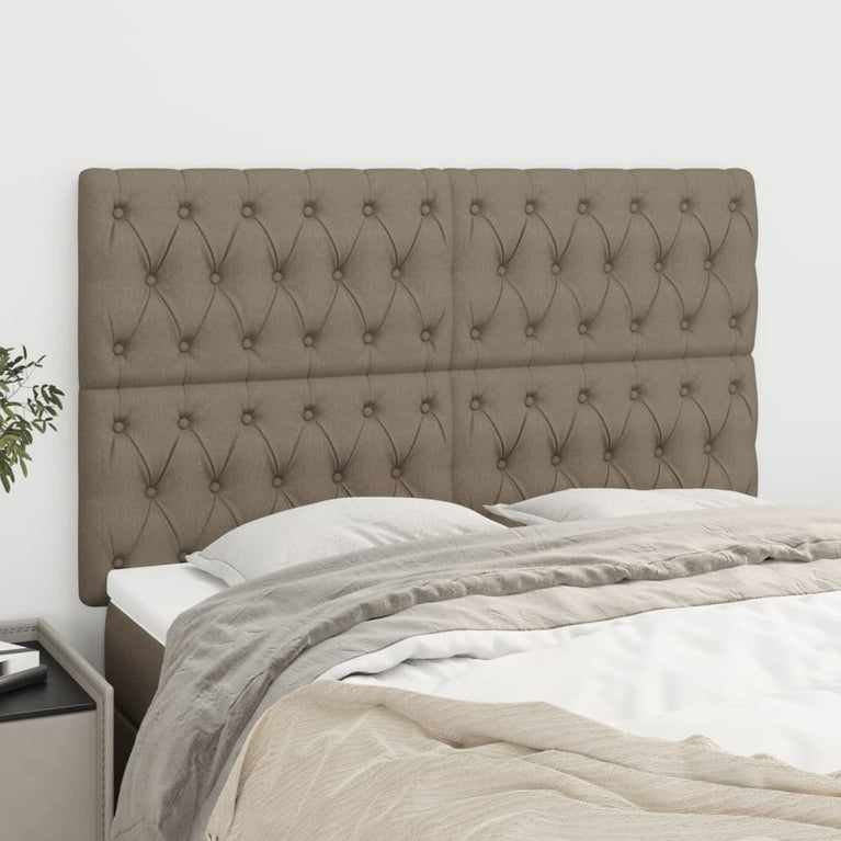 Hoofdborden 4 st 80x7x78/88 cm stof taupe
