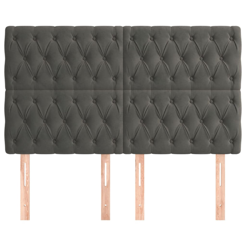 Hoofdborden 4 st 72x7x78/88 cm fluweel donkergrijs