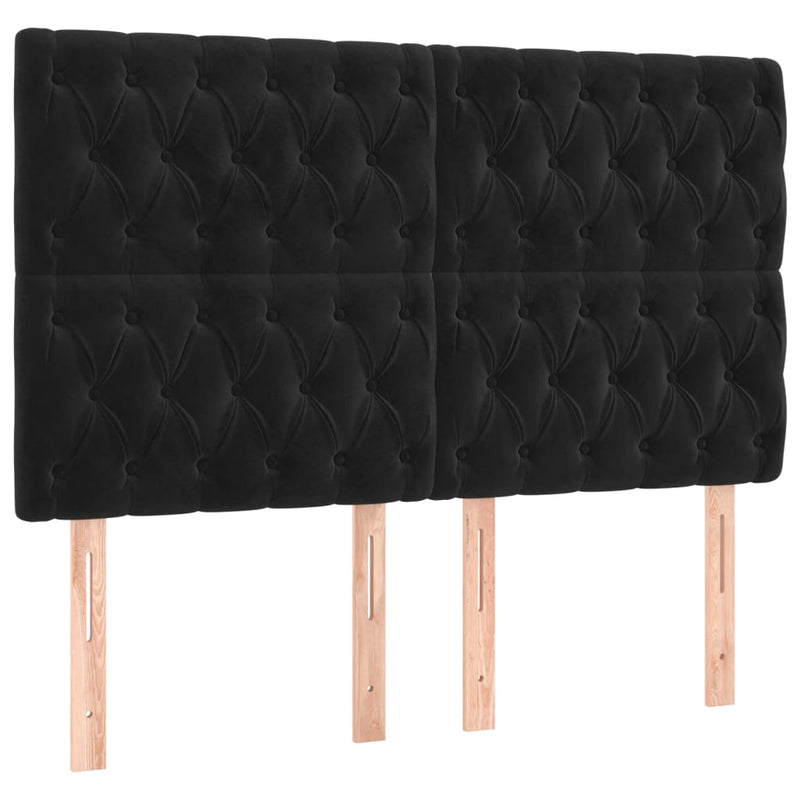 Hoofdborden 4 st 80x7x78/88 cm fluweel zwart