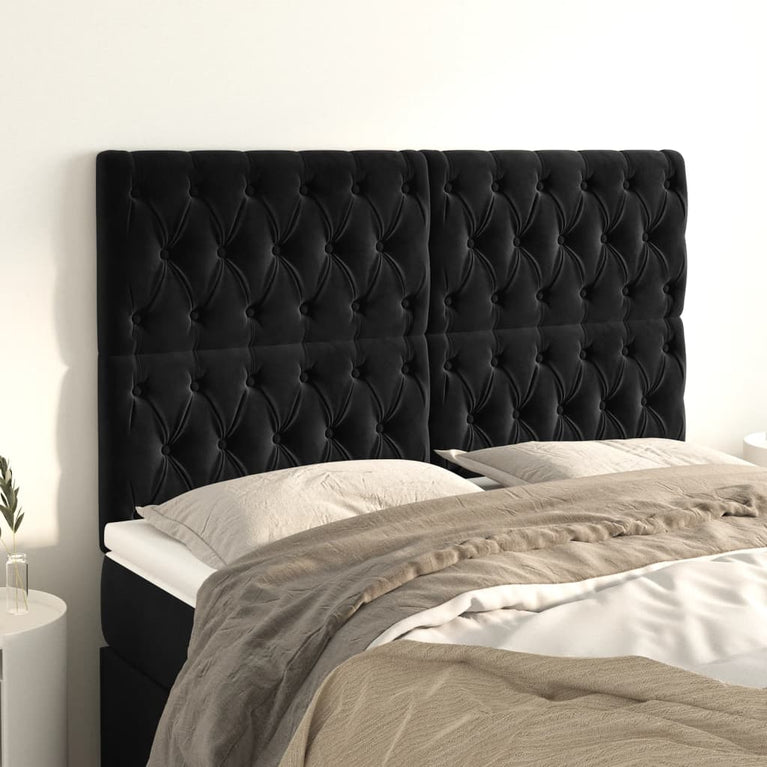 Hoofdborden 4 st 80x7x78/88 cm fluweel zwart