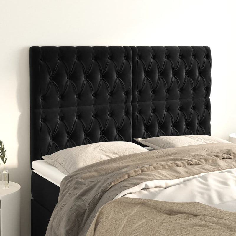 Hoofdborden 4 st 80x7x78/88 cm fluweel zwart