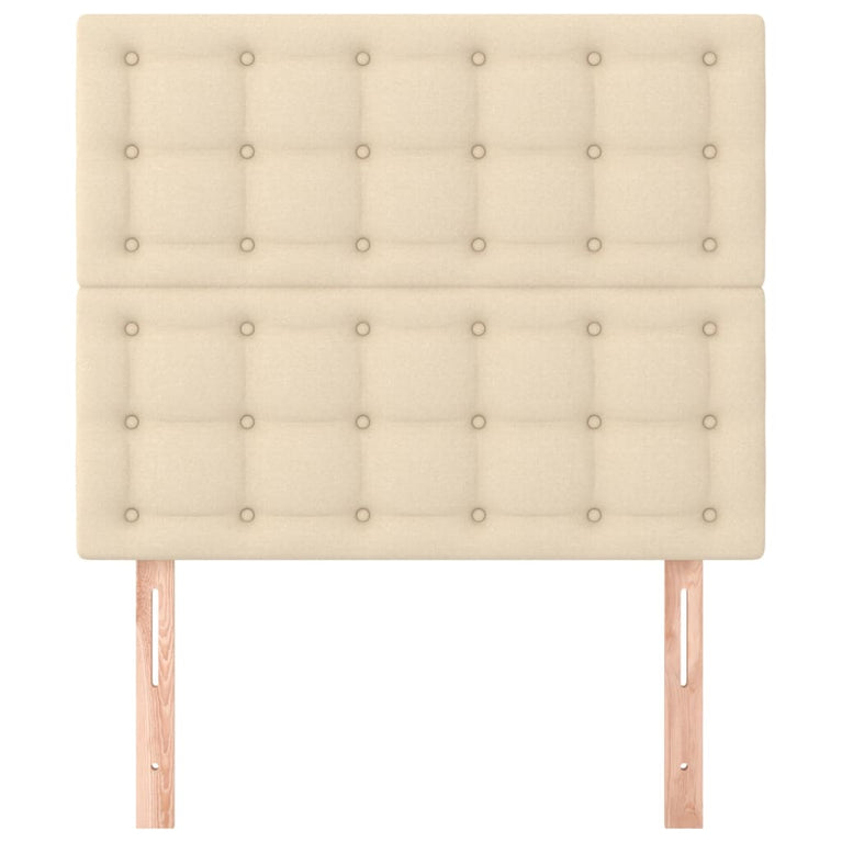 Hoofdborden 2 st 100x5x78/88 cm stof crèmekleurig