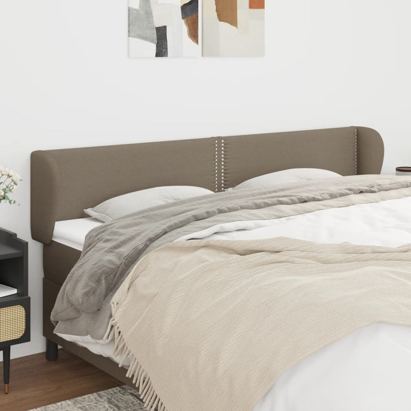 Hoofdbord met randen 203x23x78/88 cm stof taupe